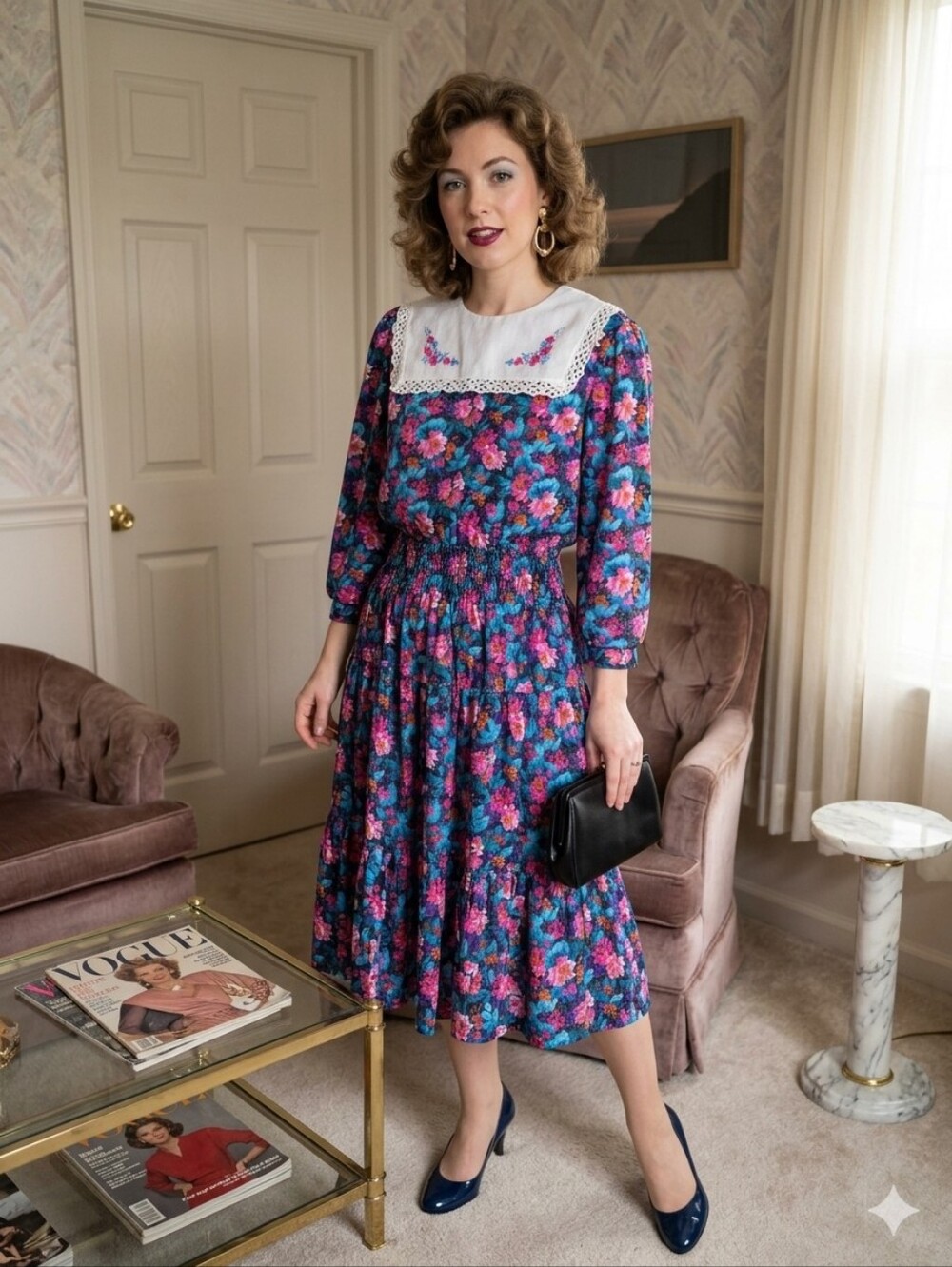 JF II Vintage Cottagecore Dress, 2 Piece Dress Set from 1980's